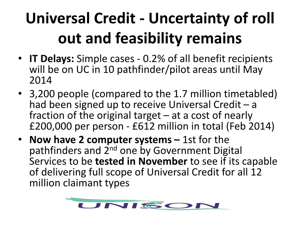 universal credit uncertainty of roll