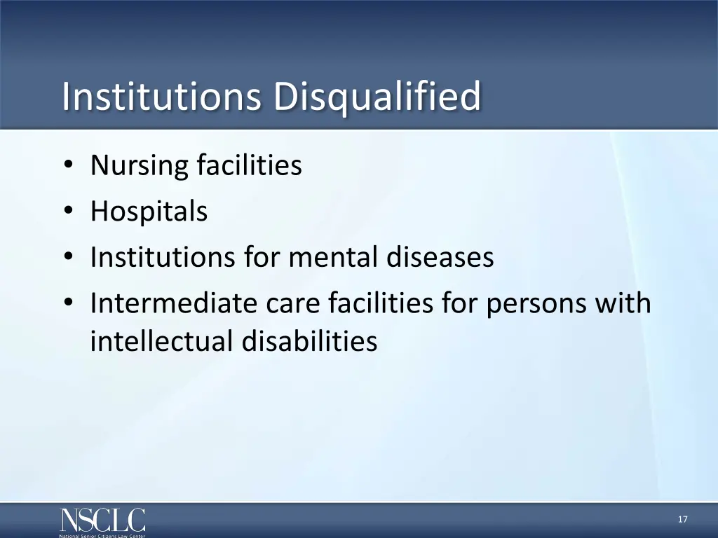 institutions disqualified