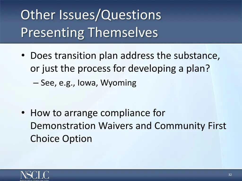 other issues questions presenting themselves