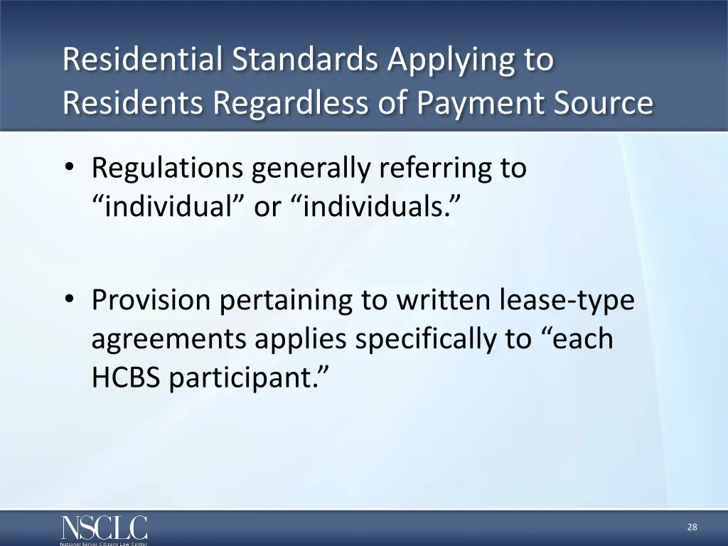 residential standards applying to residents