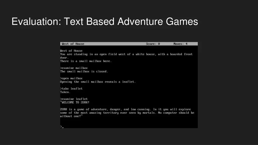 evaluation text based adventure games