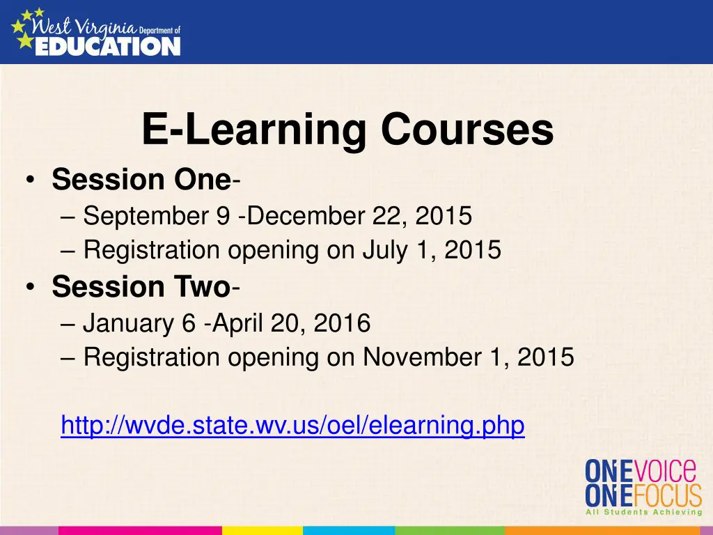 e learning courses session one september