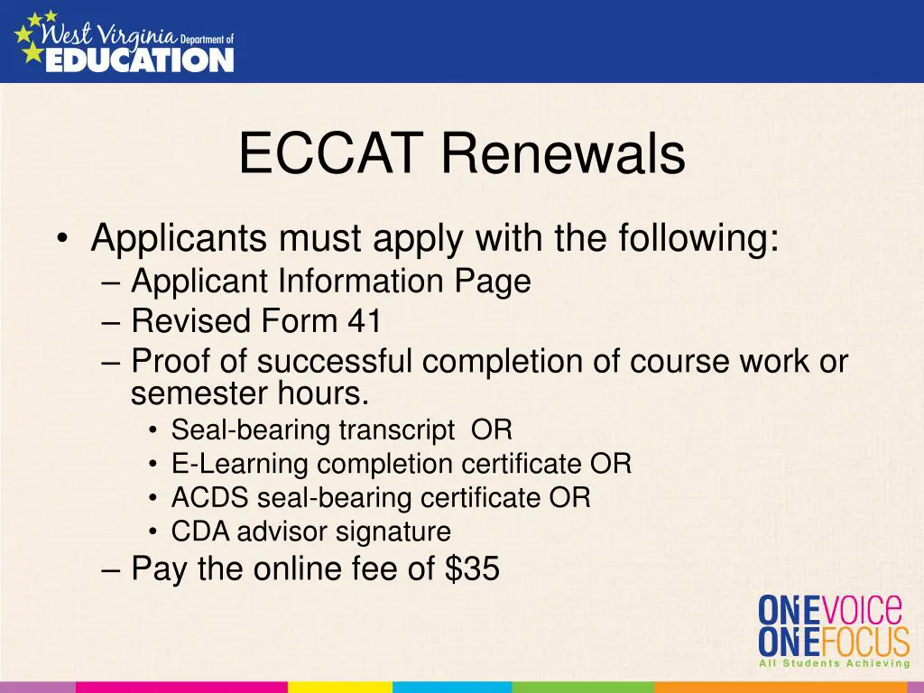 eccat renewals