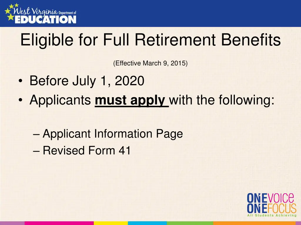 eligible for full retirement benefits 1