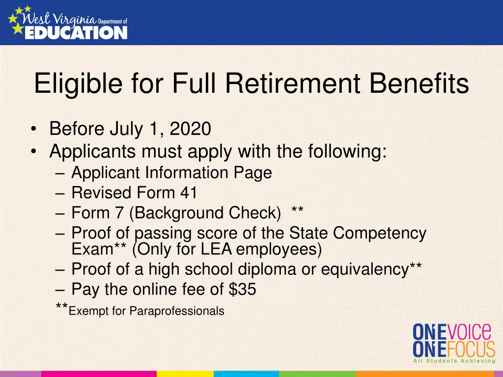 eligible for full retirement benefits 2