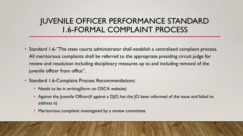 juvenile officer performance standard 1 6 formal