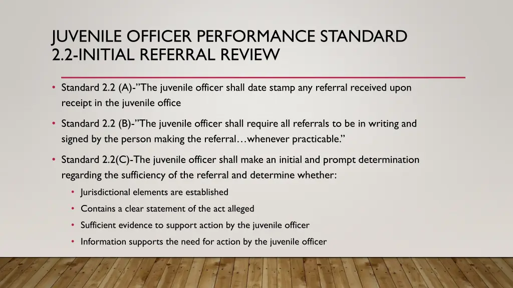 juvenile officer performance standard 2 2 initial