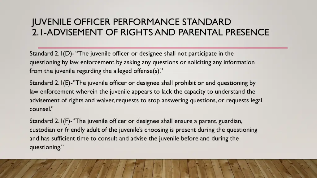 juvenile officer performance standard 2