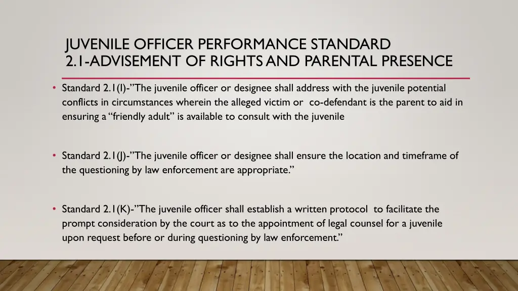 juvenile officer performance standard 5