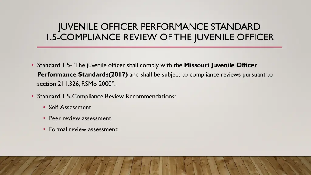 juvenile officer performance standard