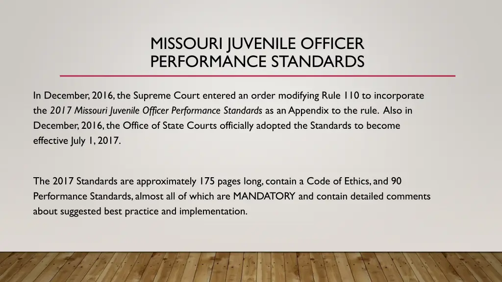 missouri juvenile officer performance standards 7
