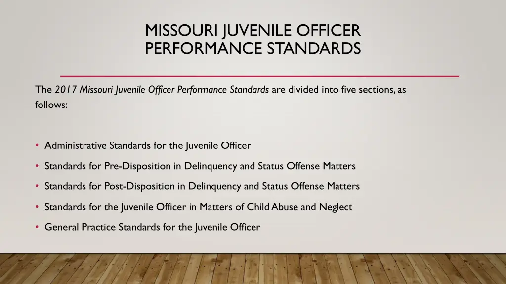 missouri juvenile officer performance standards 8