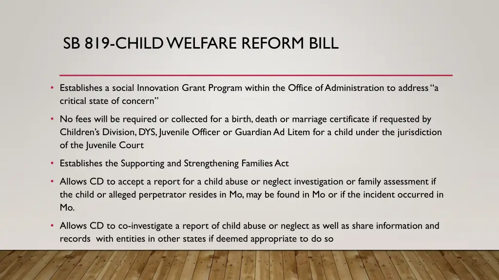 sb 819 child welfare reform bill