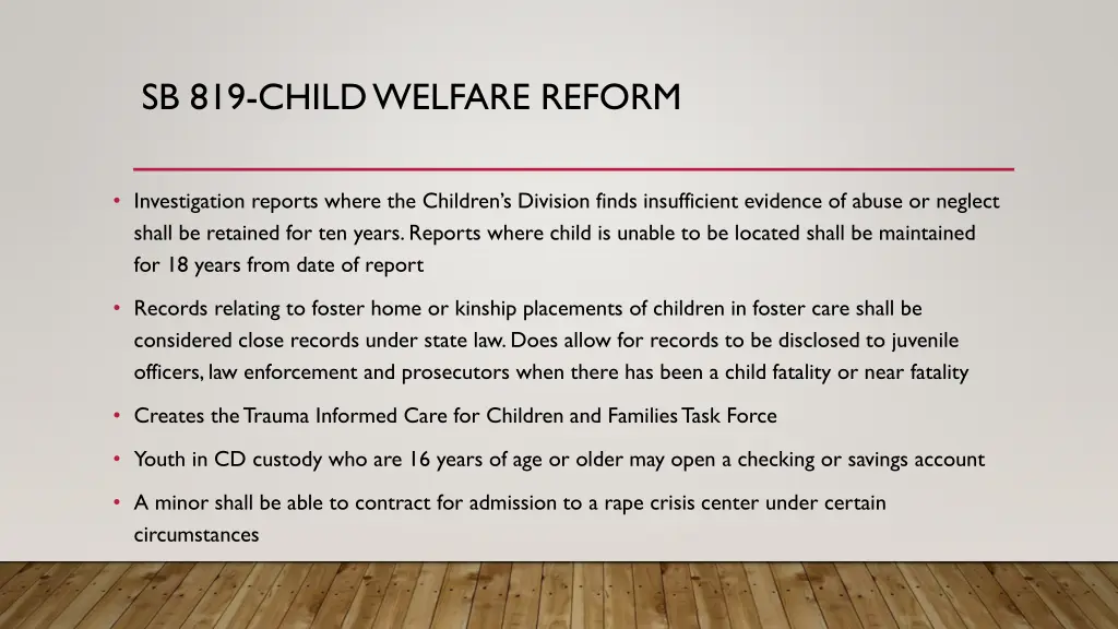 sb 819 child welfare reform