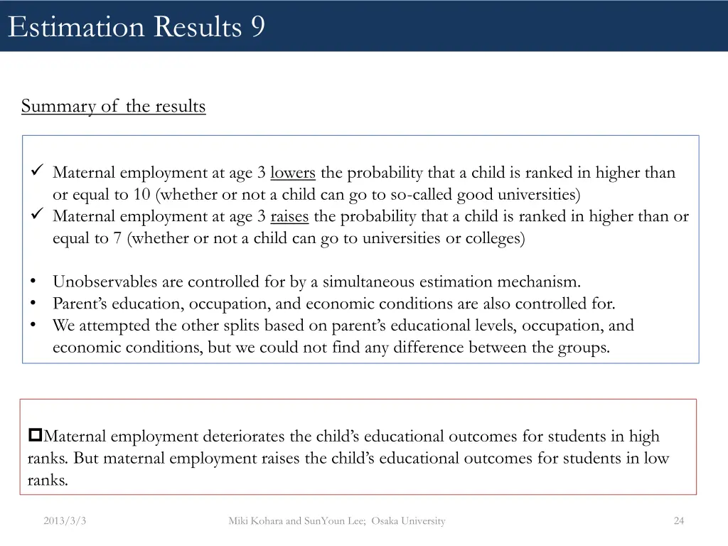 estimation results 9