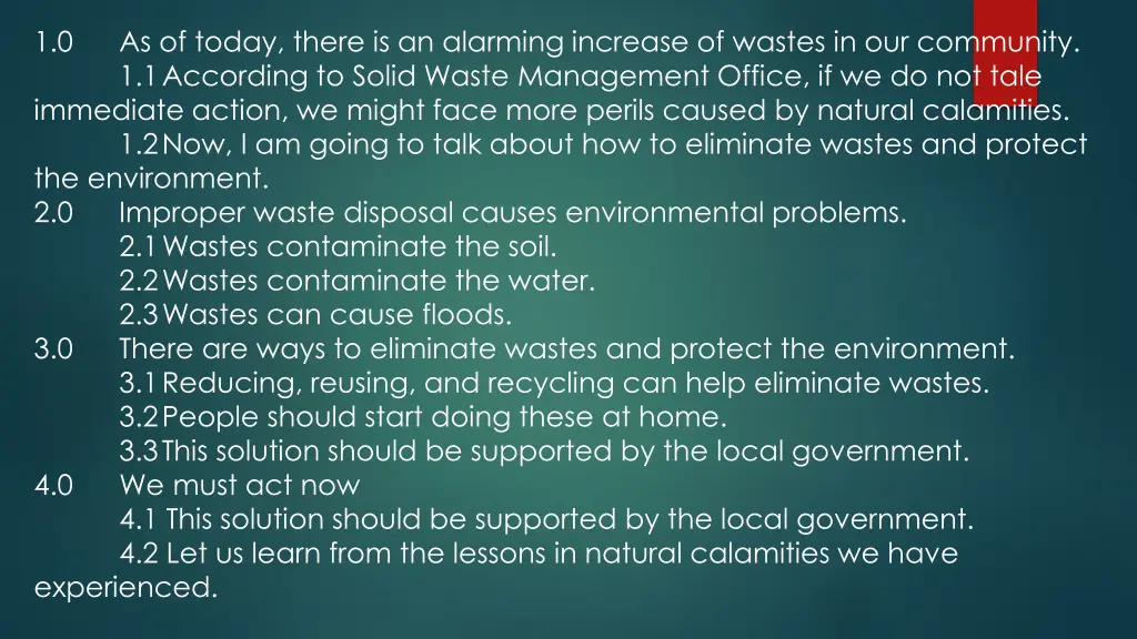 1 0 immediate action we might face more perils
