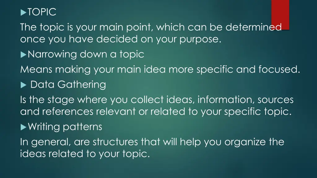 topic the topic is your main point which