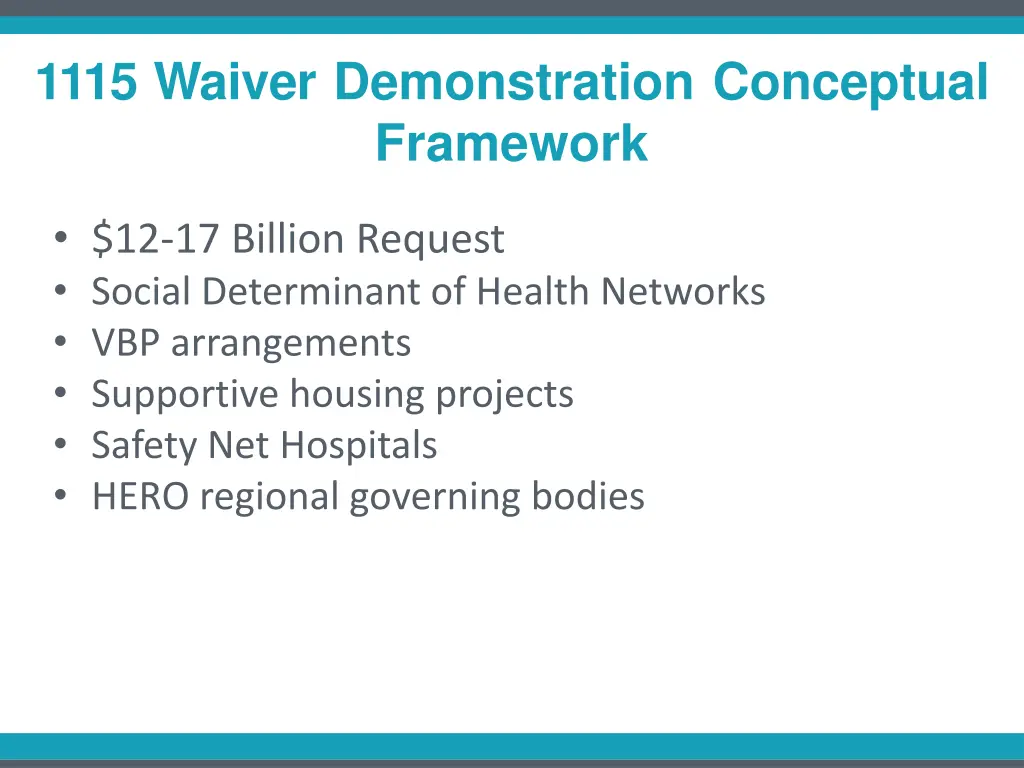1115 waiver demonstration conceptual framework 1