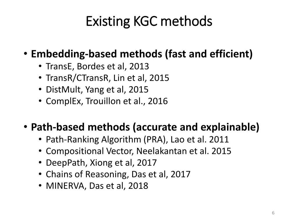 existing kgc methods existing kgc methods