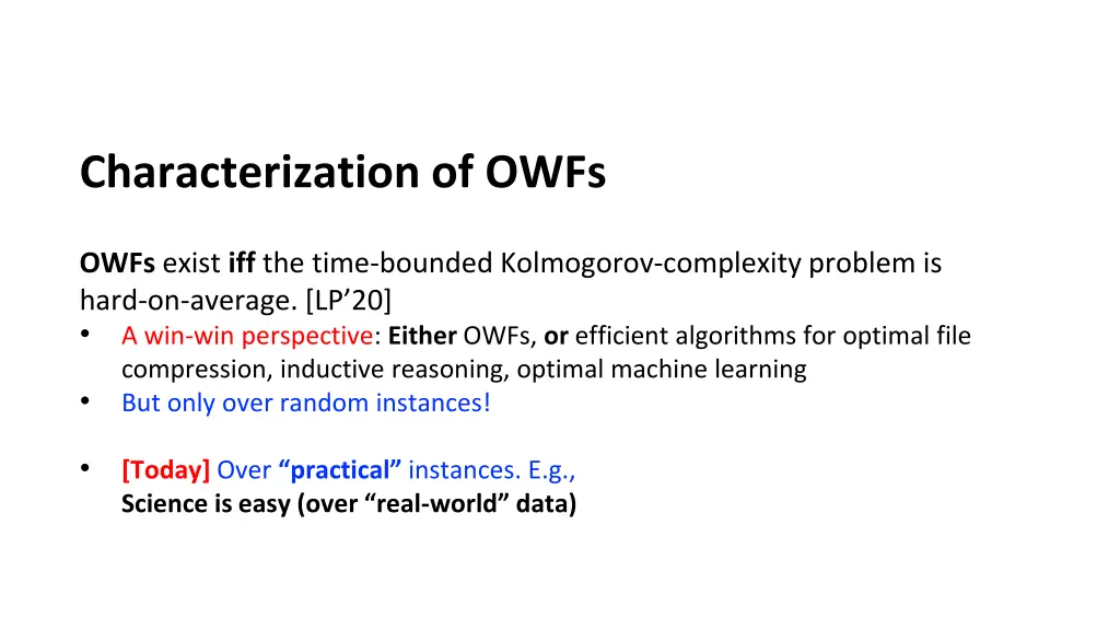 characterization of owfs