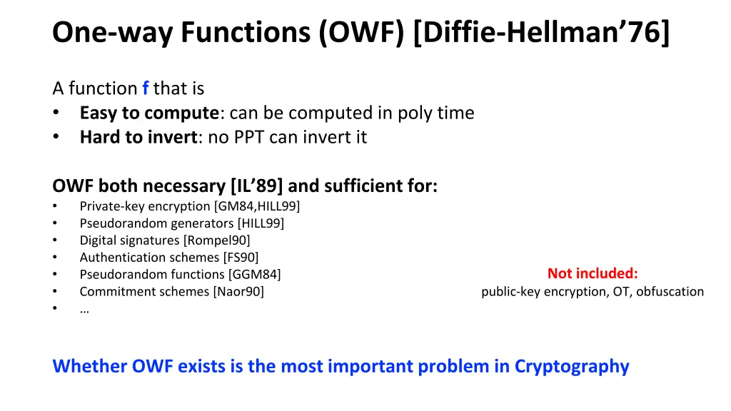 one way functions owf diffie hellman 76 1