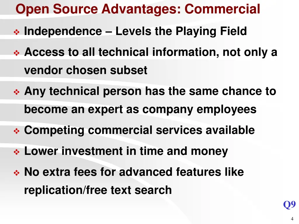 open source advantages commercial
