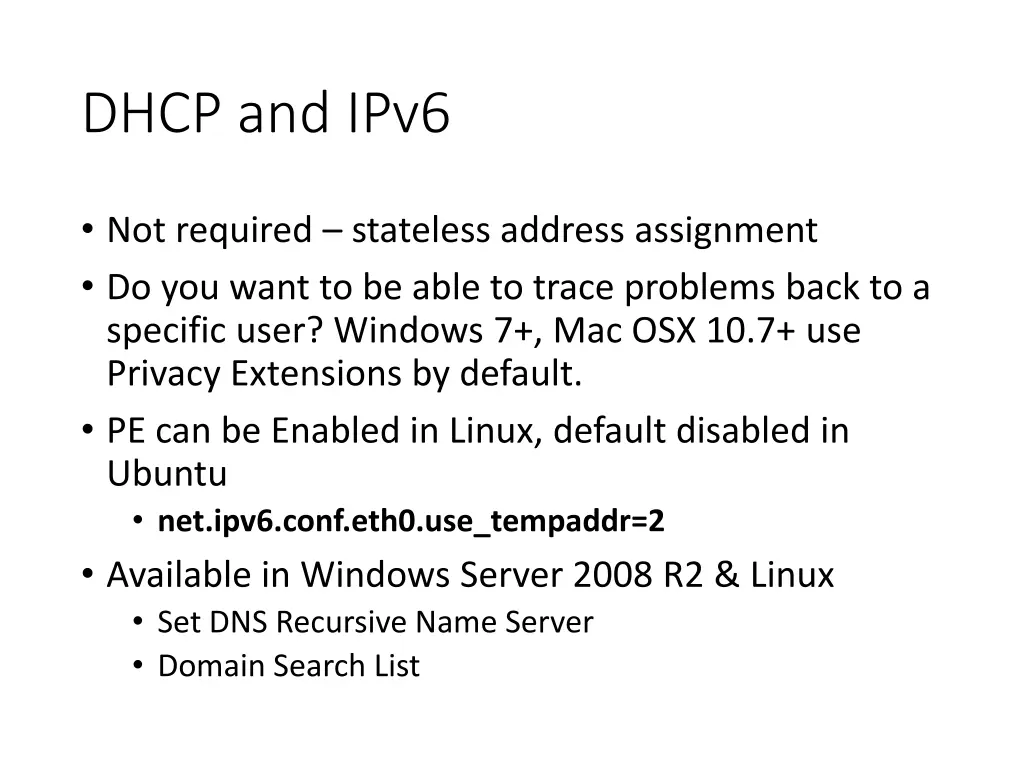dhcp and ipv6