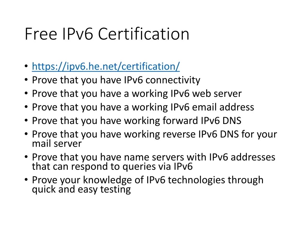 free ipv6 certification