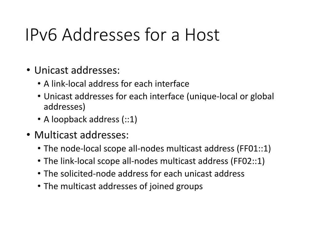 ipv6 addresses for a host