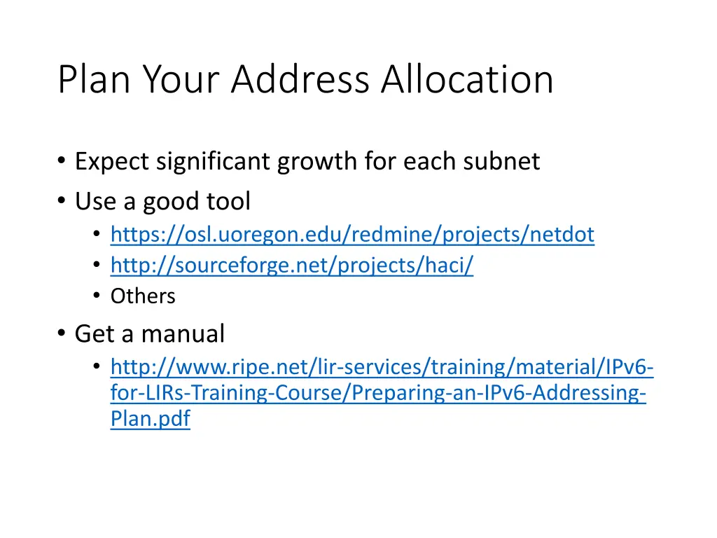 plan your address allocation