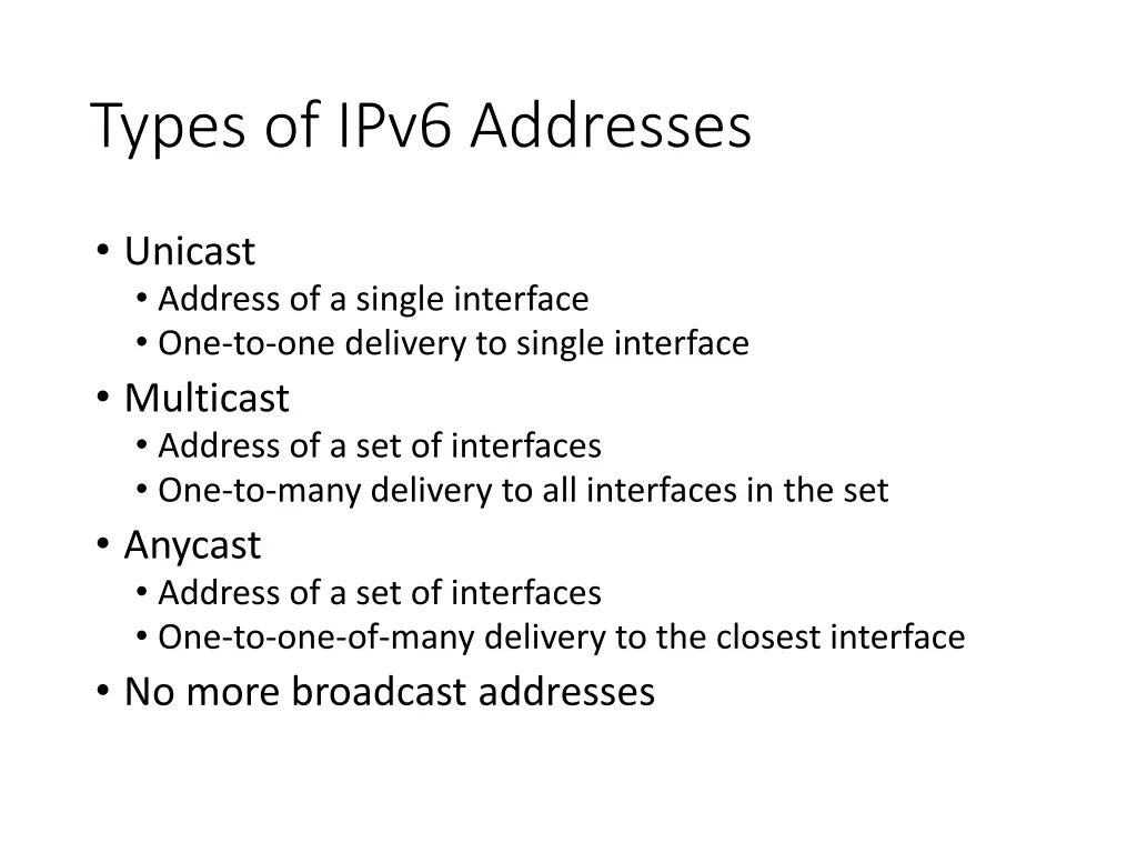 types of ipv6 addresses