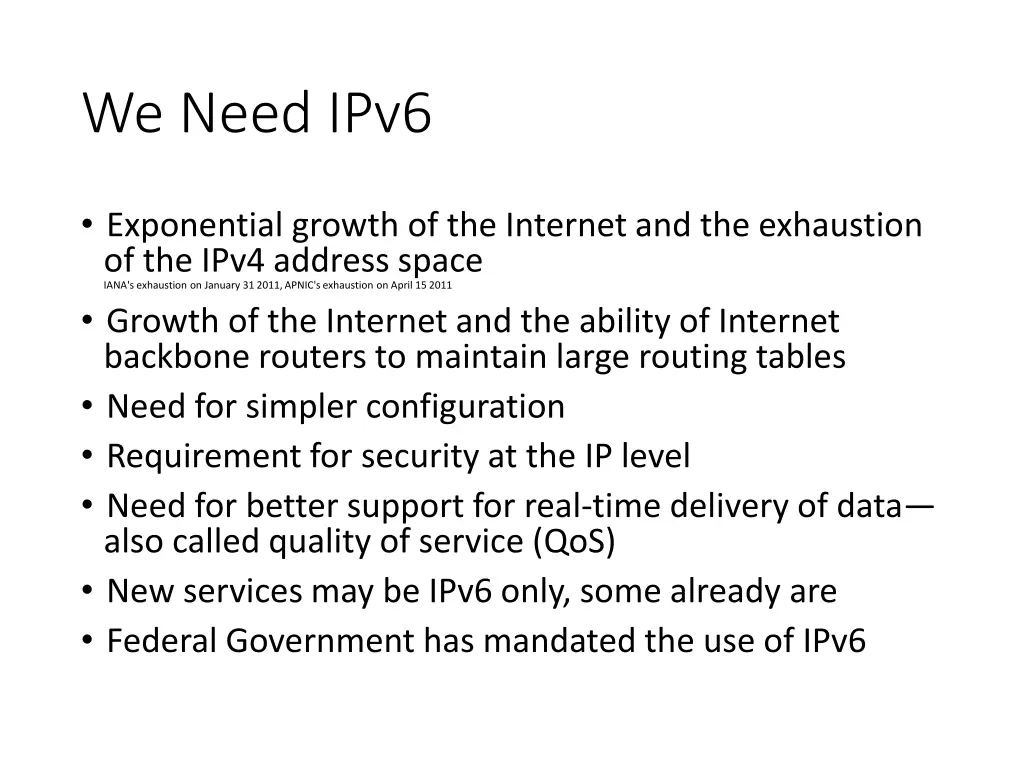 we need ipv6