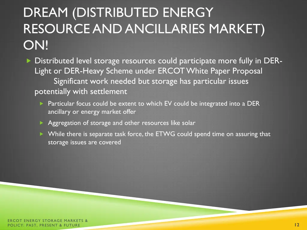 dream distributed energy resource and ancillaries