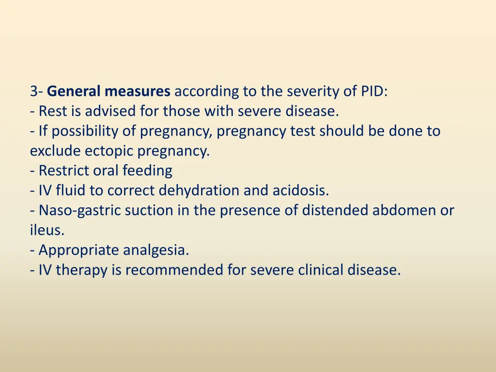 3 general measures according to the severity