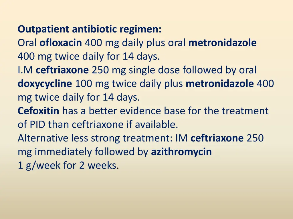 outpatient antibiotic regimen oral ofloxacin