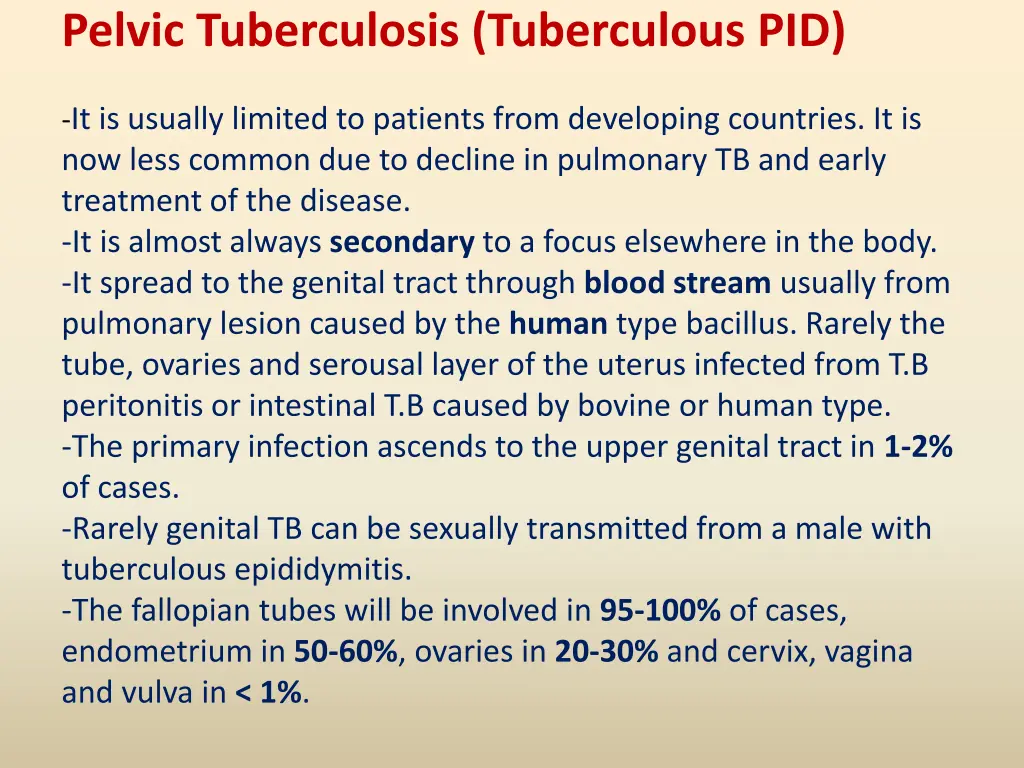 pelvic tuberculosis tuberculous pid