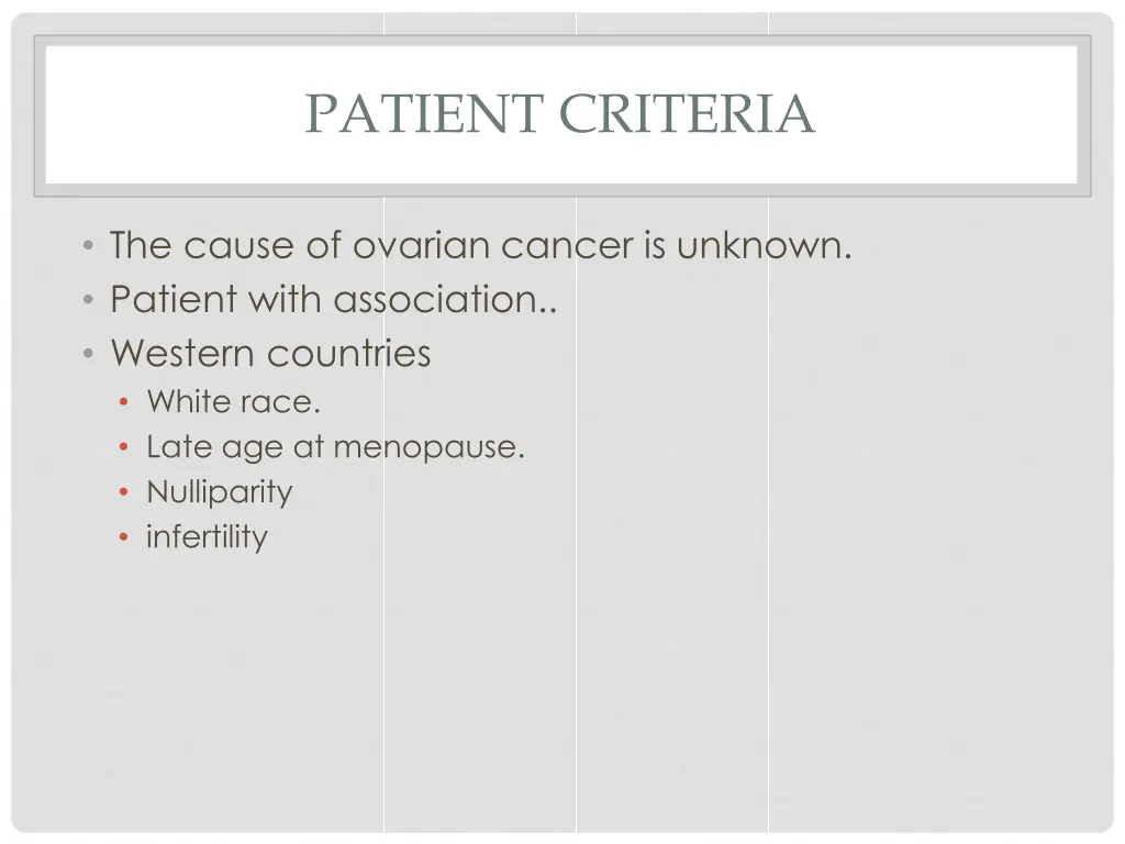 patient criteria