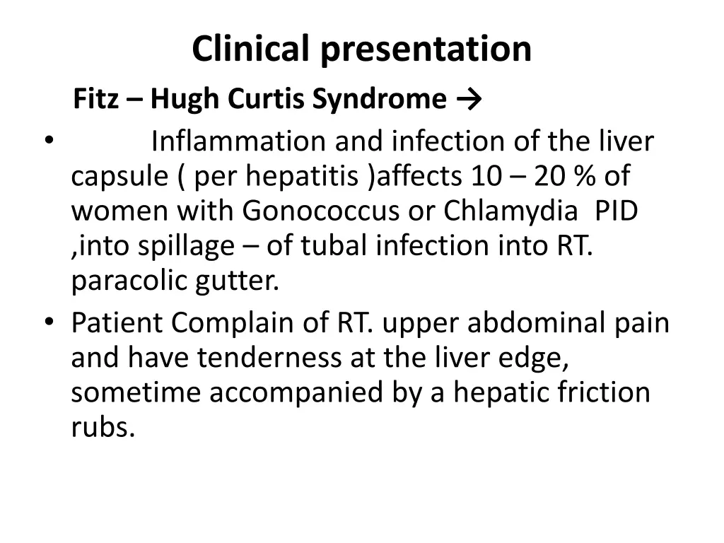 clinical presentation fitz hugh curtis syndrome