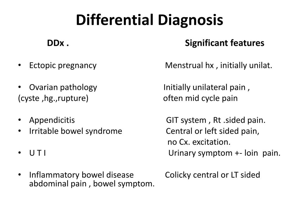 differential diagnosis