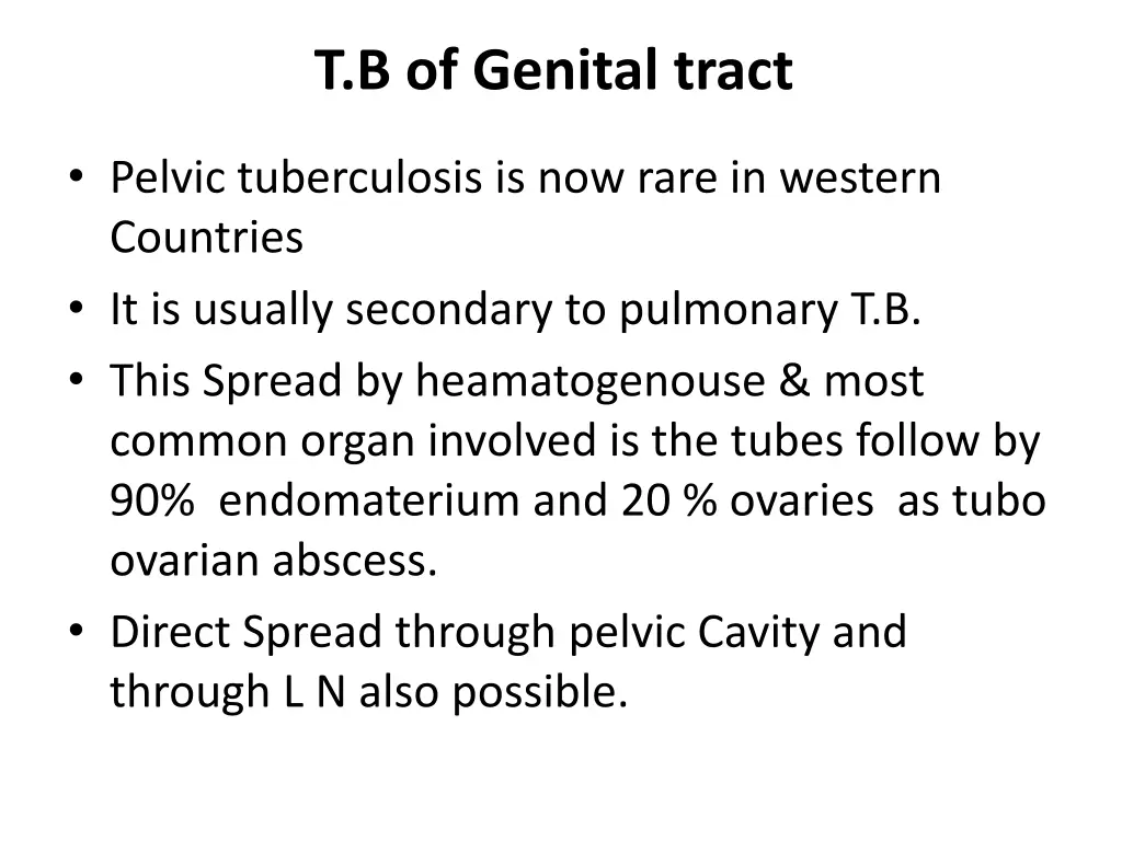 t b of genital tract