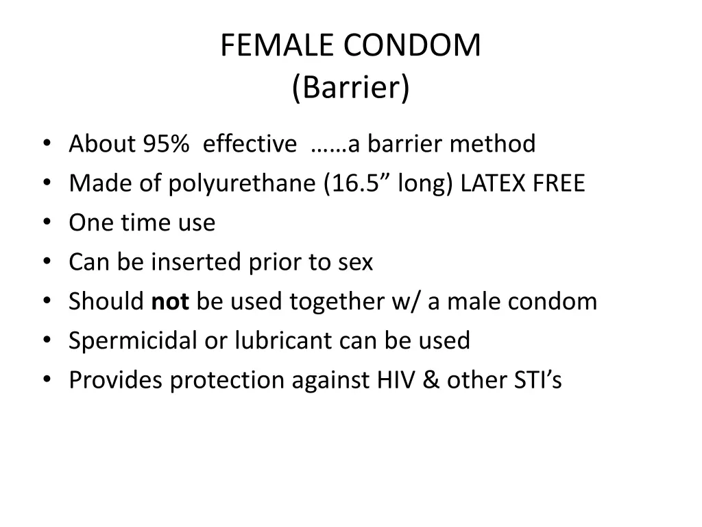 female condom barrier