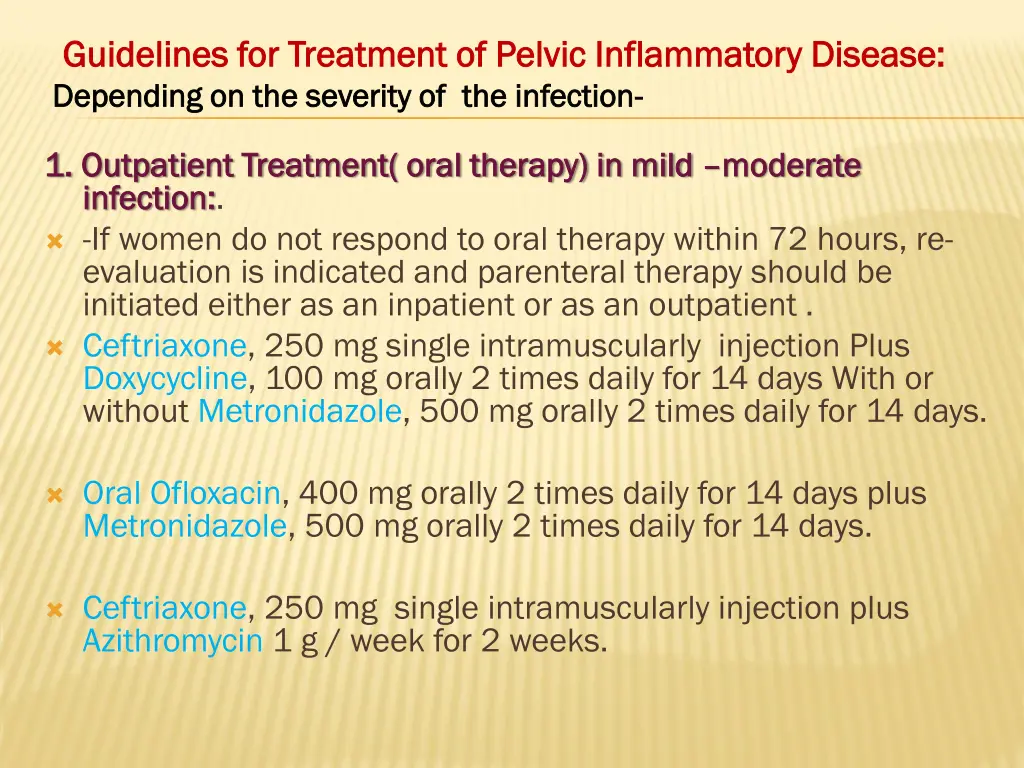 guidelines for treatment of pelvic inflammatory