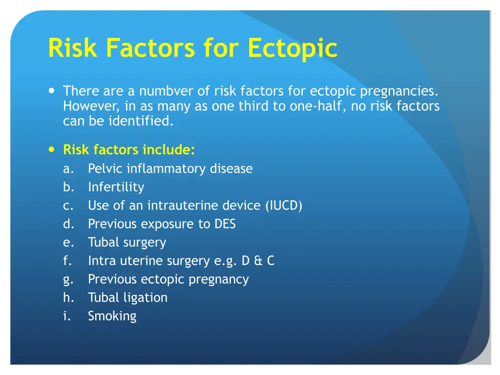 risk factors for ectopic