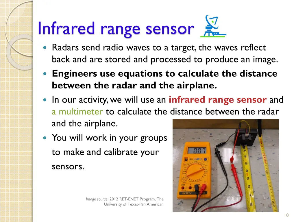 infrared range sensor radars send radio waves