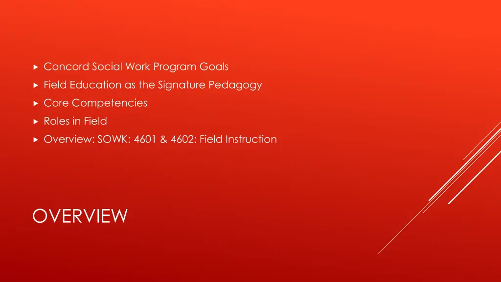 concord social work program goals