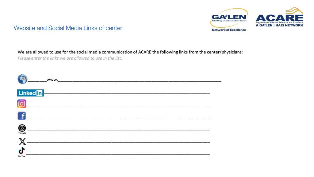 website and social media links of center