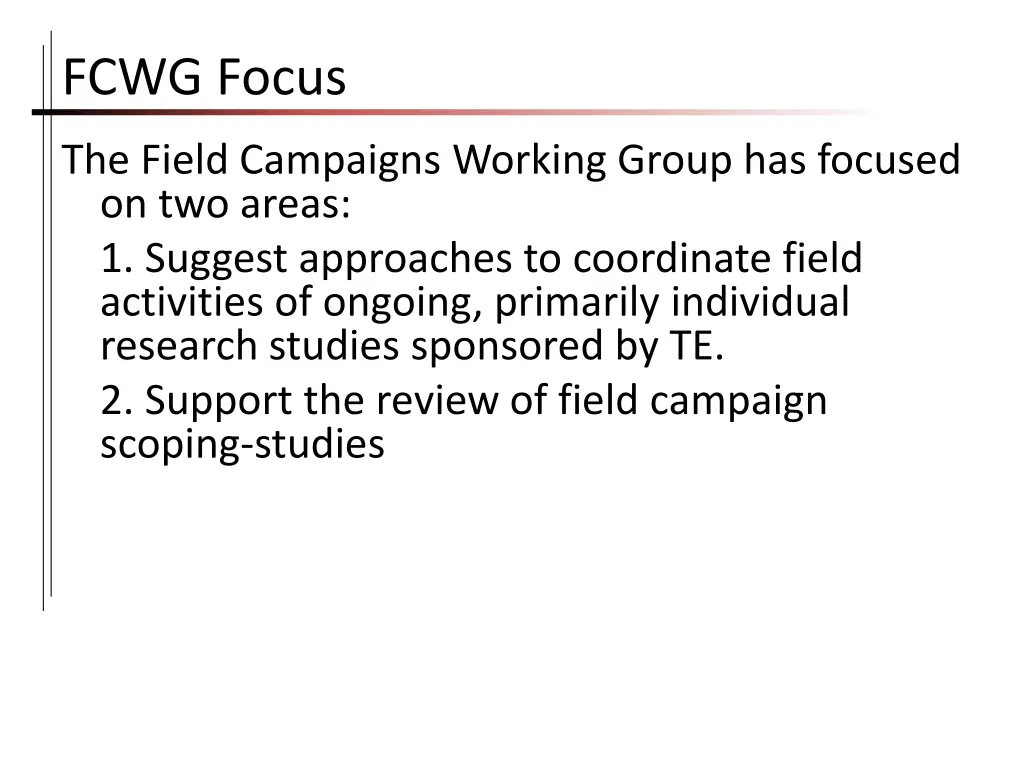 fcwg focus