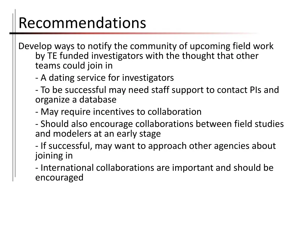 recommendations