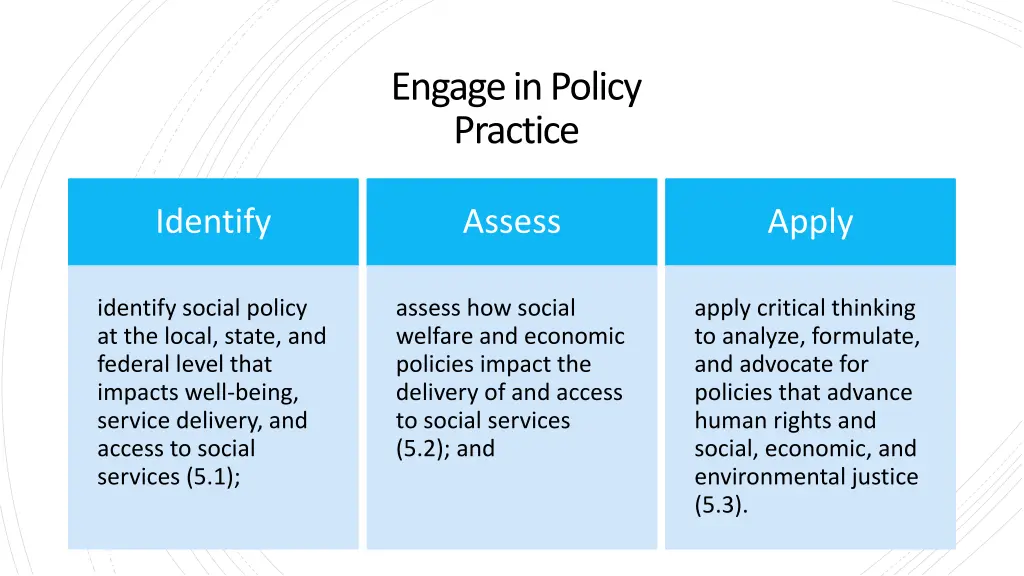 engage in policy practice