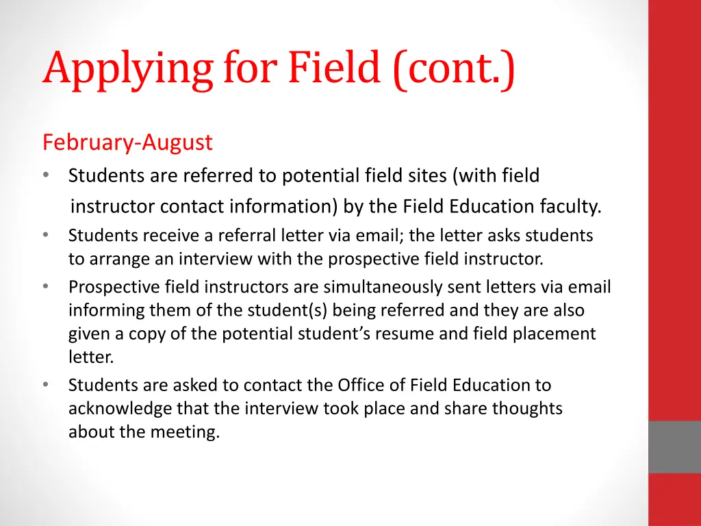applying for field cont